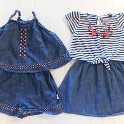 Lucky Brand Girls Dress 3T Lot Denim Shorts Romper Jumpsuit Clothes