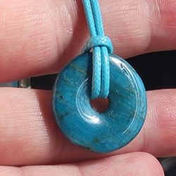 Blue Apatite Pendant & BLUE Adjustable Necklace 