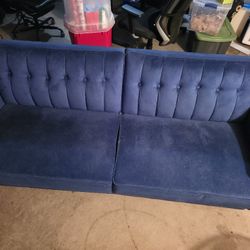 Blue Velvet Loveseat Sleeper