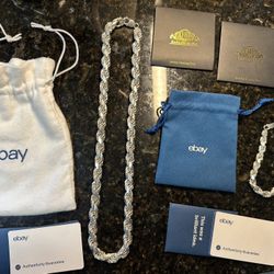 Men’s Sterling Silver Rope Link Necklace And Braclet