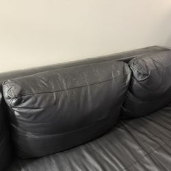 Ikea black leather couch With Pullout Mattress