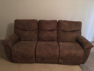 La Z Boy micro fiber chocolate brown reclining sofa excellent shape. $160 plus matching loveseat for $140 if both are bought price for both together