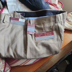 Brown Strait Fit Casual Dress Slacks Flat Front Pants New 36W x 32L