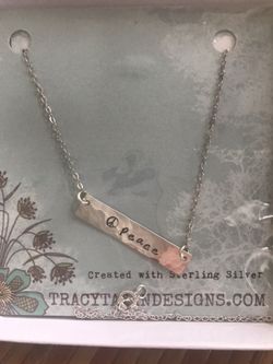 PEACE bar necklace Sterling Silver NEW!