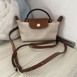Longchamp White Mini Folding Crossbody Bag