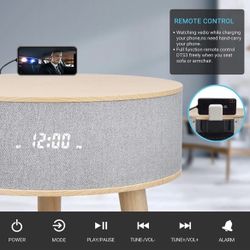 Wireless Charging Coffe Table, Sofa Table, End Table with Wireless Charging, Bluetooth Speaker, Night Llight, for Living Room/Reception Room/Office- W