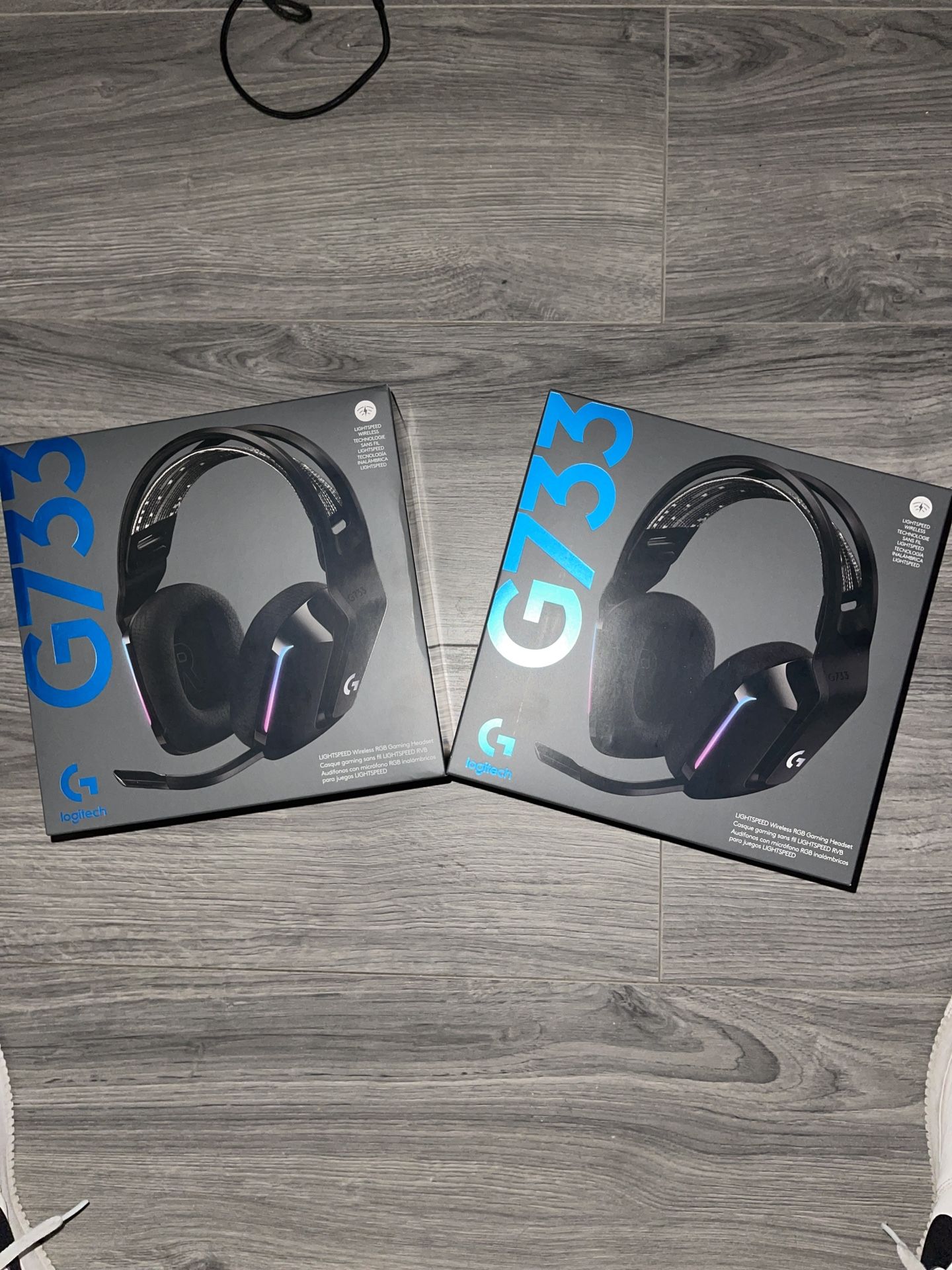 Two Logitech G733 Black Wireless Gaming Headsets