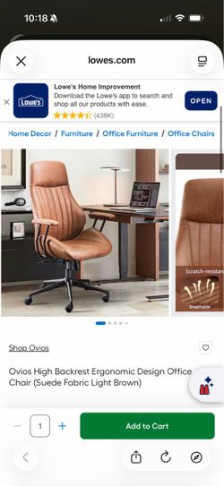 Ovios Brown Suede Ergonomic Office Chair