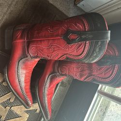 Red and black, genuine leather Cowboy Boots