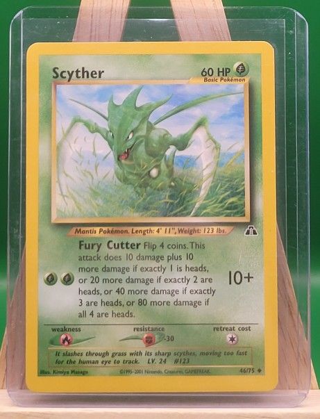 Scyther 46/75 Pokemon Card Neo Discovery Unlimited Non Holo NM