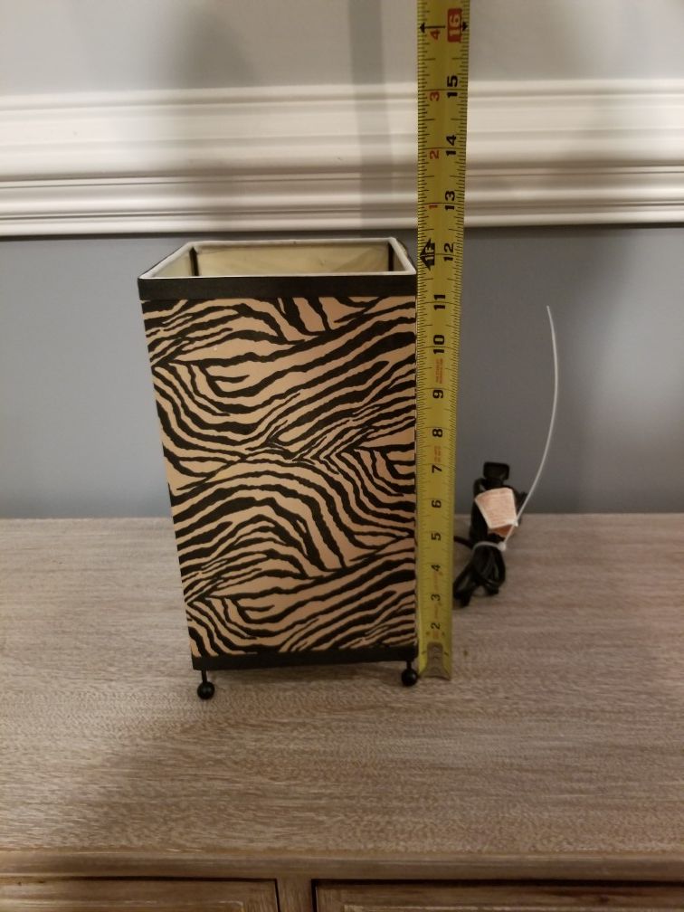 Lamp; black and creme; animal print-$7