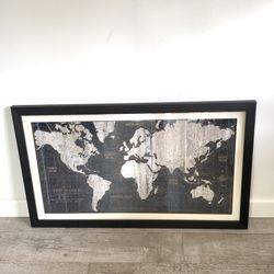 Large Framed Map Of The World Wall Art Decor