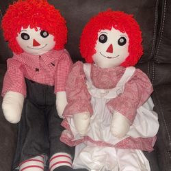 Raggedy Ann And Andy Stuffed Dolls 3 Ft Tall. Handmade 