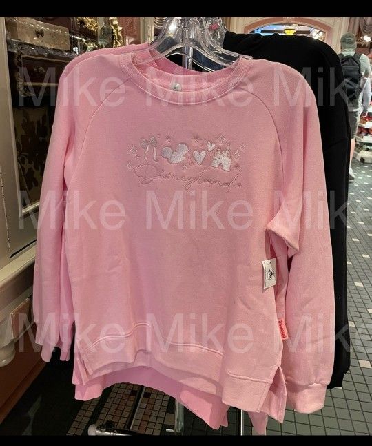 2025 Disneyland Viral Pink Sweatshirt Bow Hat Hearts Castle Pullover New