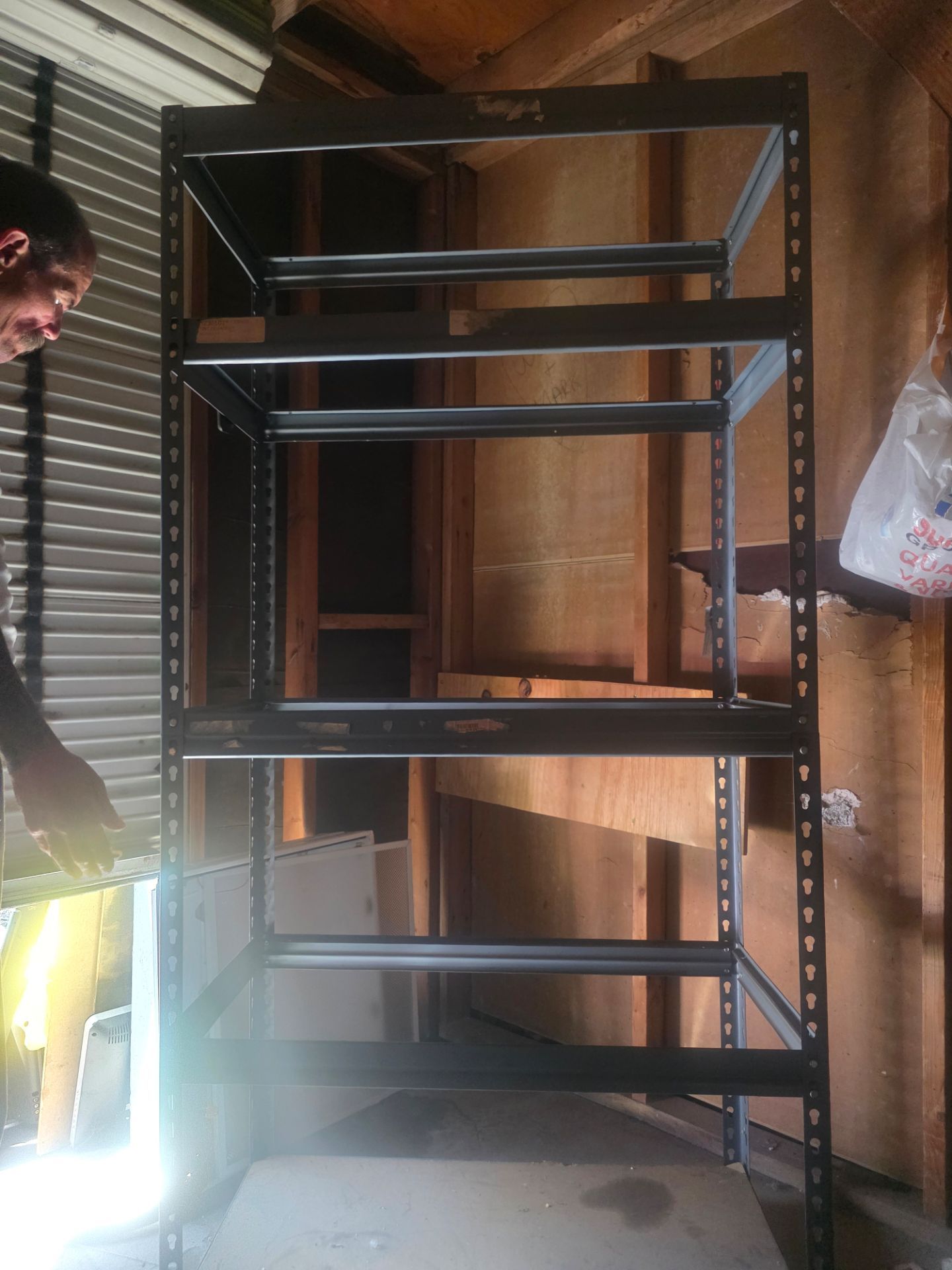 sturdy metal and wood 5 shelves