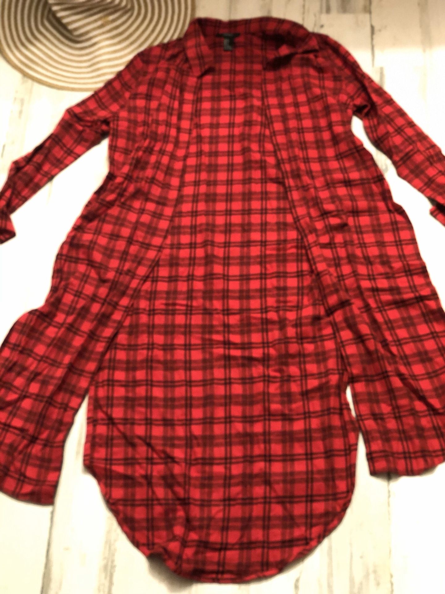 Plaid Shirt Dress with side splits Size S $20