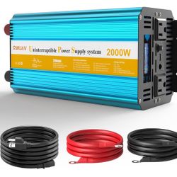 2000W Sump Pump Battery Backup, Pure Sine Wave Power Ouput with Smart Multifunction Screen, Professional Backup System for Basement Power Outage, Auto