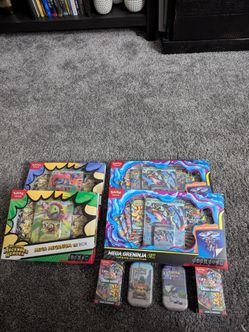 Pokémon TCG Mega Meganium ex Box, Mega Greninja ex Premium Collection, and Chaos Rising - Bundle lot