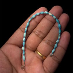 Natural Turquoise Bracelet 925 Sterling Silver 7 Inch Handmade