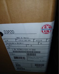 US Motors, ODP, 3 HP, 3-Phase, 1770 RPM Motor, D3P2D