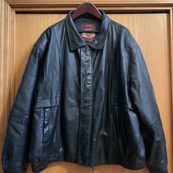 Reeds Genuine Leather Jacket Bomber Style Size 4X, Excellent Condition, Black