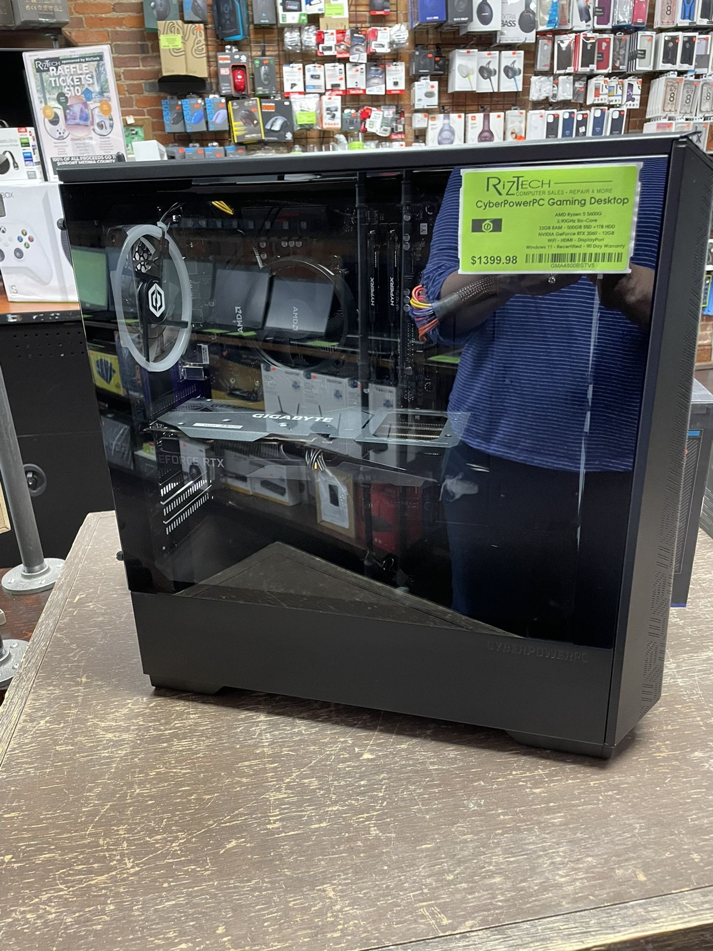 Cyber Power Gaming Desktop Ryzen 5 3.90GHz Six Core 32GB RAM 500GB SSD 1TB HDD 12GB GPU W11