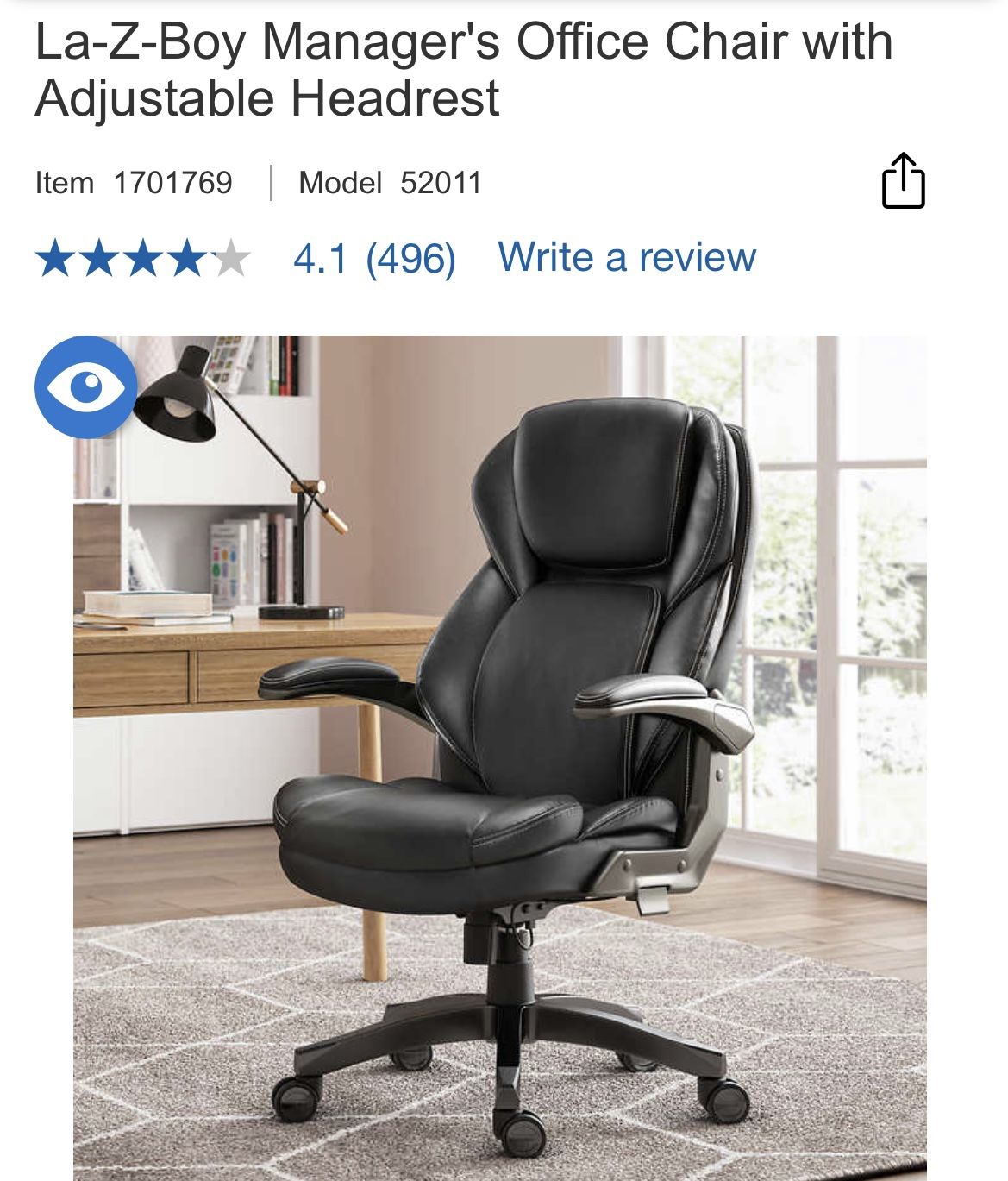 LaZBoy Manager's Office Chair with Adjustable Headrest for Sale in