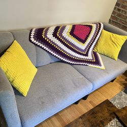 Sofa/Futon (Gray Fabric) + Free Cushions