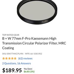 B + W 77mm F-Pro  Circular Polarizer Filter, MRC Coating