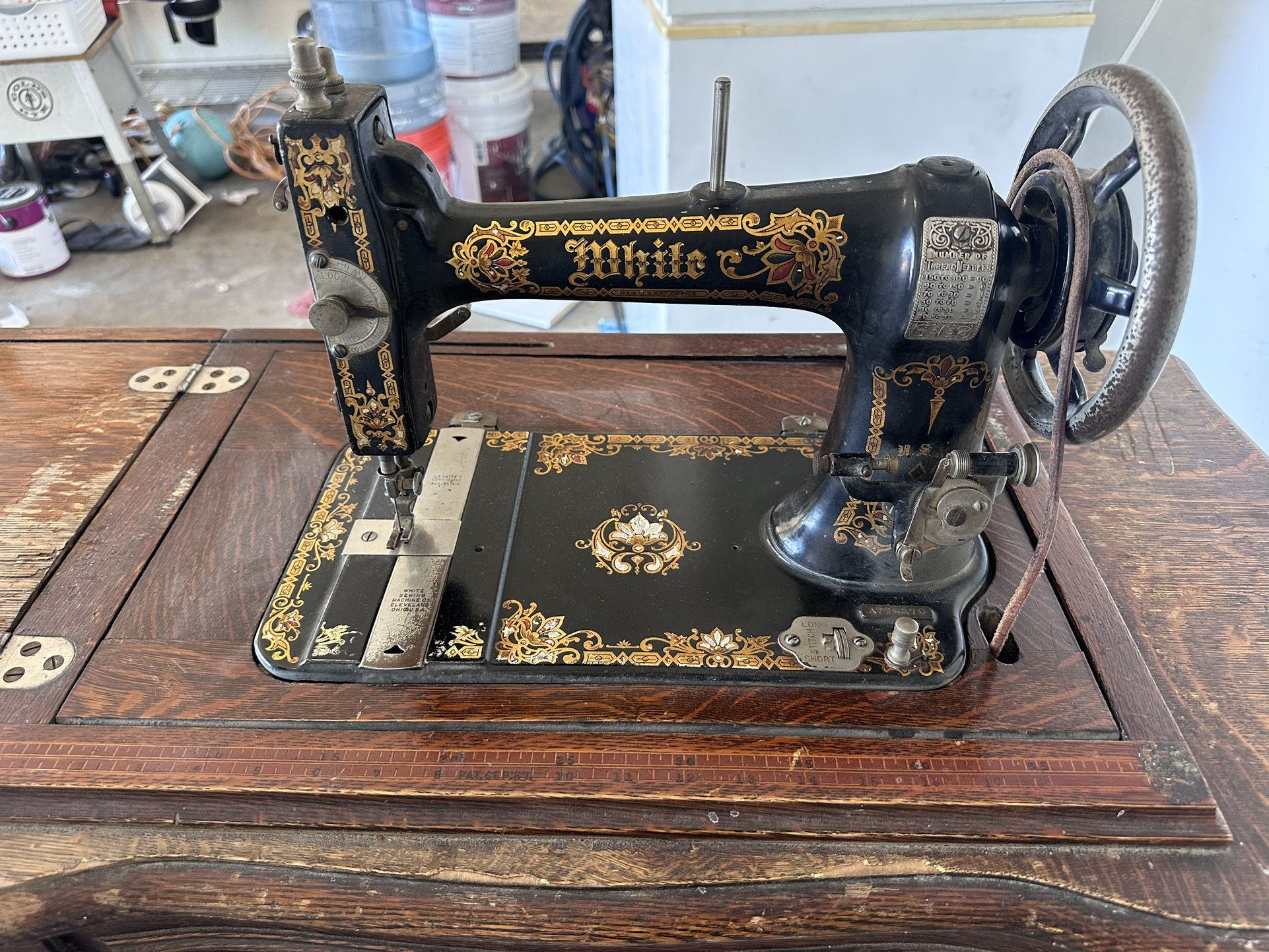 White Antique Sewing Machine