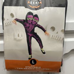Halloween  Stuffable  Two   Headed   Skeleton    Costume  Kids