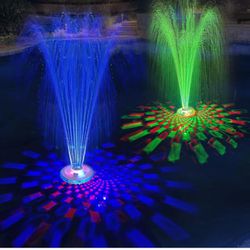 Floating Pool Fountain with Underwater Light Show,Pool Water Fountain Rechargeable Battery Powered,2 Spray Modes Pool Fountain Pump,Pool Fountain 