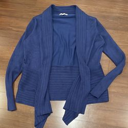 89th & Madison Blue Cardigan Sweater with Waterfall Front