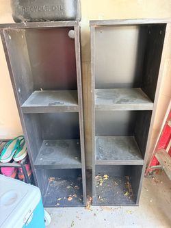 Dark Gray Wooden Shelving Units – Set of 2