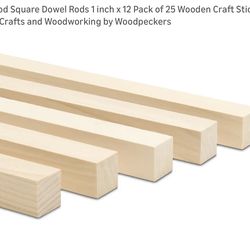 Amazon Wood Square Dowel Rods 1 inch x 12 Pack of 25 Wooden Craft Sticks for Crafts and Woodworking by Woodpeckers