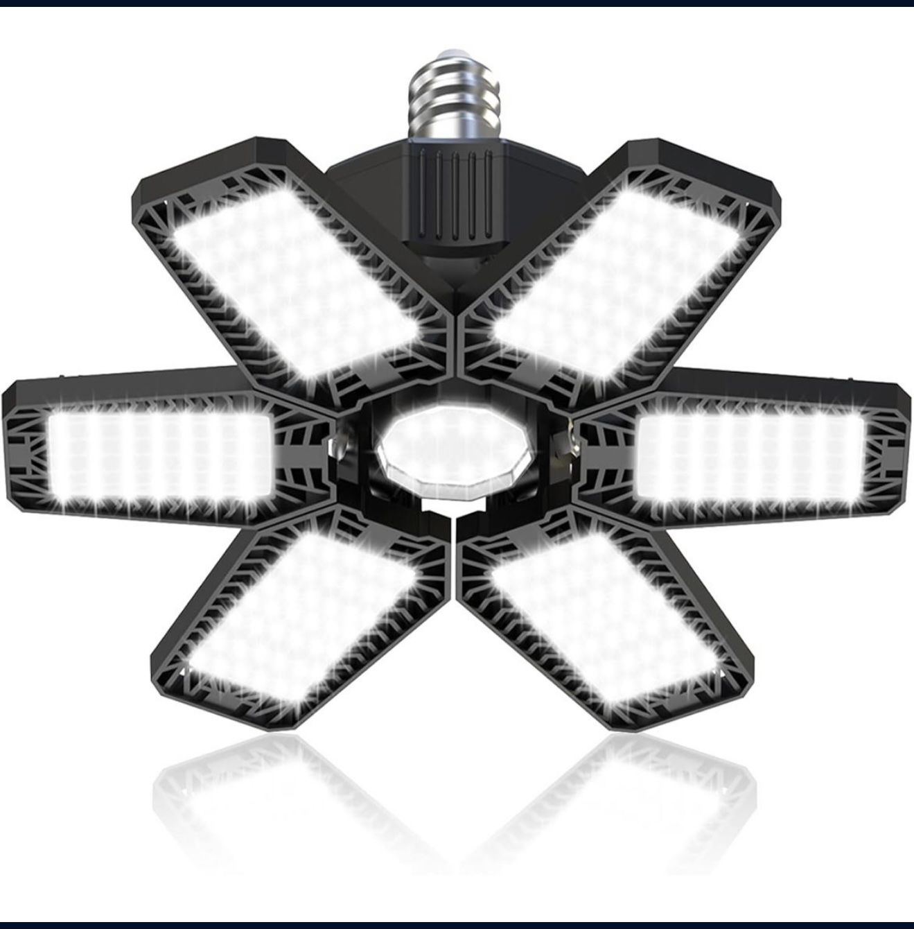 LED Garage Light 1 Pack - 180W 18000LM Garage Lights Ceiling Led with 6 Adjustable Panels, 6500K Daylight Deformable Lighting Screw In E26 E27 Bulb So