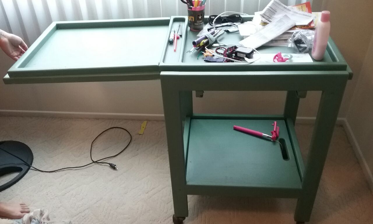 Green wooden kitchen table