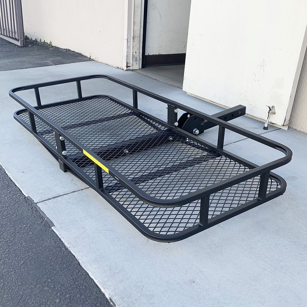 New In Box $109 Heavy Duty Folding Cargo Rack Carrier 60x25” Fold Up Basket 2” Hitch Receiver 500 Lbs Max