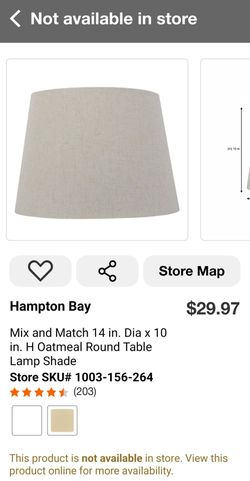 BRAND NEW Hampton Bay Mix and Match 14 in. Dia x 10 in. H Oatmeal Polyester Blend Round Table Lamp Shade