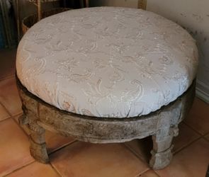 Rustic /Tribal/ Beachy/ Bohemian Wood Cushioned Ottoman