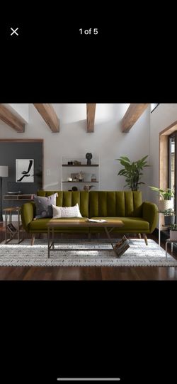 Wayfair 81.5” Green Futon, Folds Into Full Bed