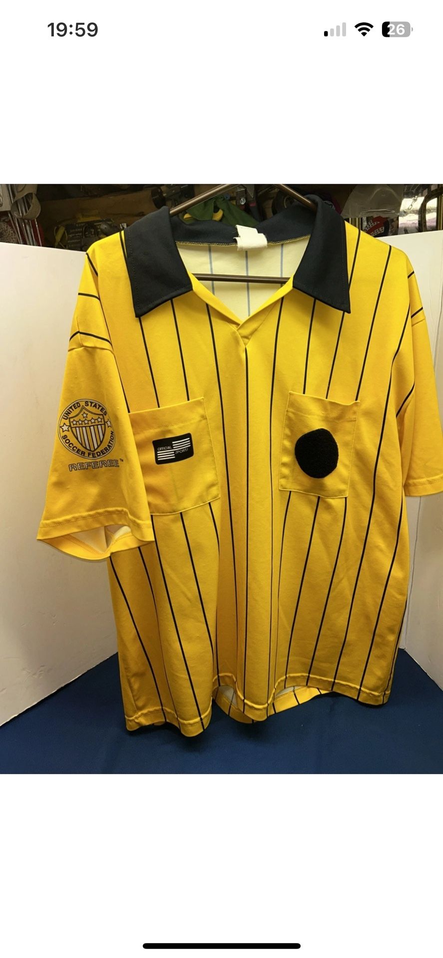 US Federation Soccer Referee Jersey Mens. Lg Official Sports Long Sleeve Yellow.