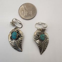 Leaf clip on earrings with Turquoise