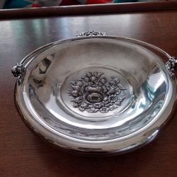 Vintage Rockford Silver Company Floral Embossed Serving Dish 