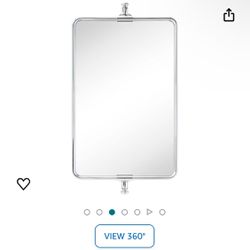 Correon Pivot-N-View Rectangle Mirror for Window Bathroom Vanity - 14" x 22" - Chrome