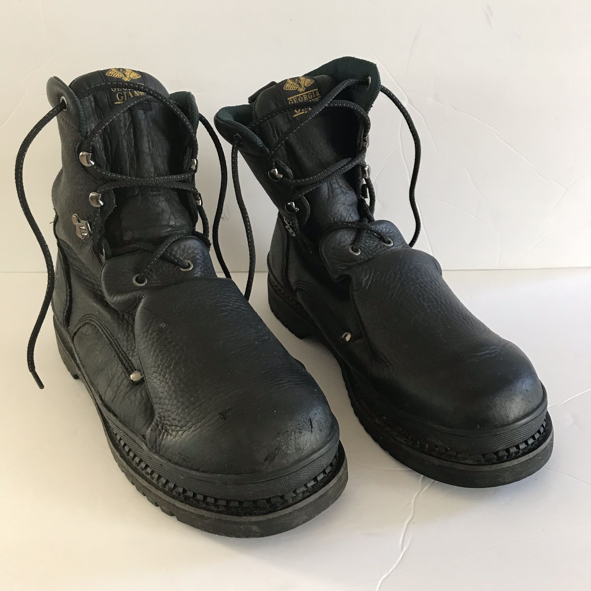 Georgia Boots: Metatarsal Steel Toe Black Leather Men Work Boots G8380 Size 13W