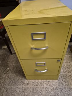 Yellow two drawer Yellow File Cabinet.