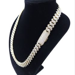 Gold Chain Cuban Link - 18mm Fully Iced Out *Superior Quality* Custom 4 Row Setting