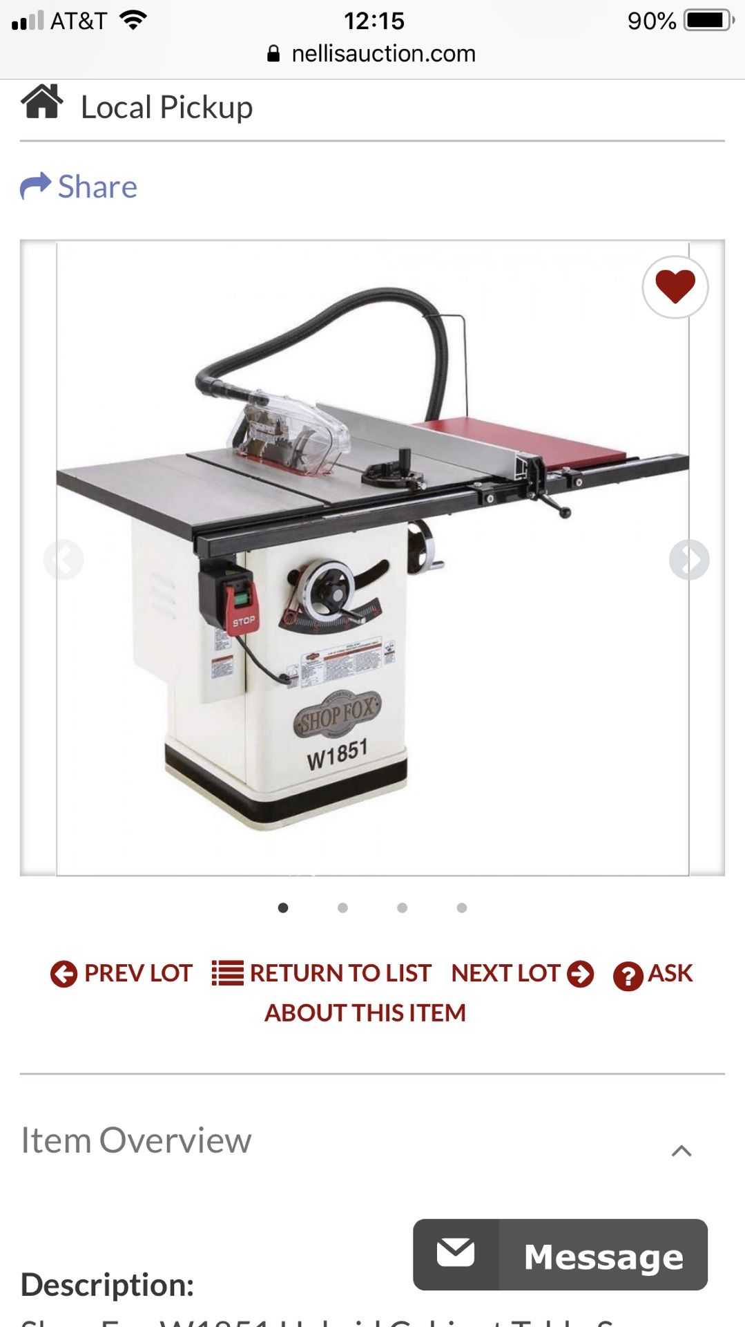 Shop Fox Table Saw w1851