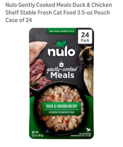 Nulo Gently Cooked Meals Duck & Chicken
Shelf Stable Fresh Cat Food 3.5-oz Pouch
Case of24